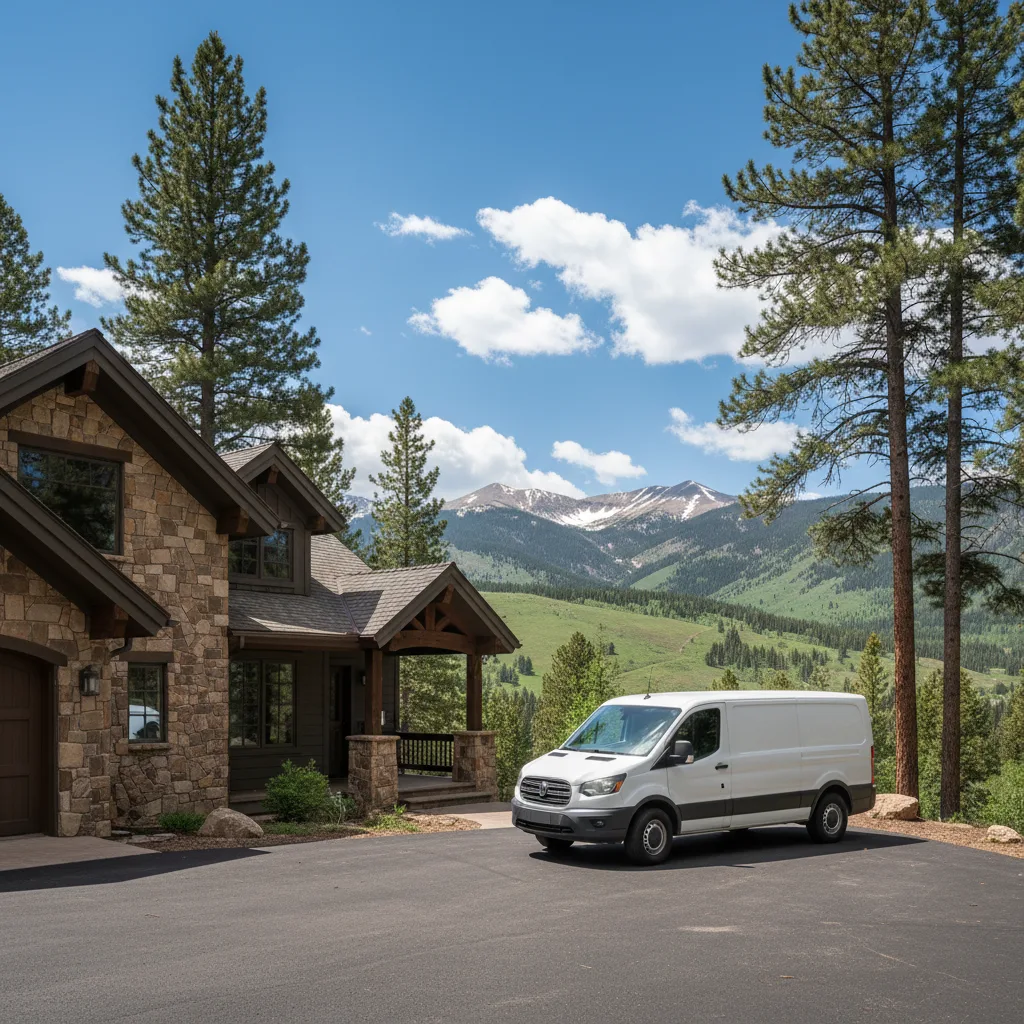 Evergreen Viking Repair technician servicing a premium appliance in a mountain home kitchen